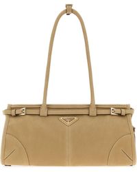 Prada - Beige Nabuk Bonnie Shoulder Bag - Lyst