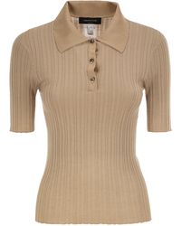 Fabiana Filippi - Ribbed Silk And Wool Polo Knit With Jewel Buttons - Lyst