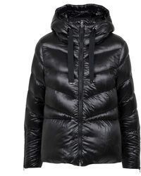 Herno - Chaqueta Negra Con Capucha De Plumón, Mujer, Talla - Lyst