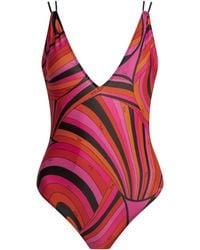 PUCCI - Marmo Fuchsia Polyamide Elastane One-Piece Swimsuit - Lyst
