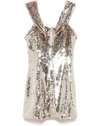 Self-Portrait - Schulterfreies Minikleid mit Pailletten - Lyst