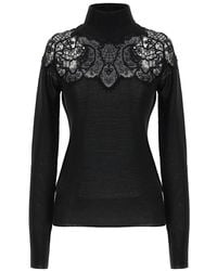 Ermanno Scervino - Trui Met Hoge Hals En Kant - Lyst