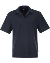 BOSS - Textured Cotton Polo Shirt With Open Collar - Lyst