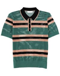 Dries Van Noten - Perforated "Mercy Stripe" Polo Shirt - Lyst