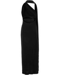 【送料&関税込】Loewe Black Satin Long Dress Loewe Long Dress With Back Slit in Blue | Lyst
