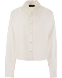 Fabiana Filippi - Cropped Shirt With Lace Collar - Lyst