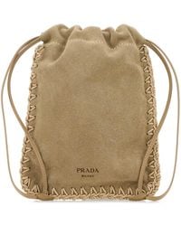 Prada - Cappuccino Suede Phone Holder - Lyst