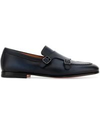 Santoni - Midnight Leather Dong Monk Strap Shoes - Lyst