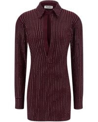 The Attico - Rhinestone Dress Abiti Bordeaux-Donna - Lyst