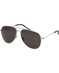 Saint Laurent - Classic 11 Men 's Zonnebrillen Metaal Zilver/rook - Lyst