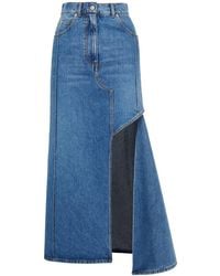 McQueen - Denim Midi Skirt - Lyst