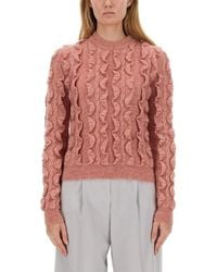 Moschino - Ruffled Texture Wool Blend Sweater - Lyst