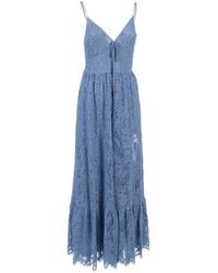 Michael Kors - Kleedjes ,Blauw ,Katoen V-Neck Maxi Jurk - Lyst