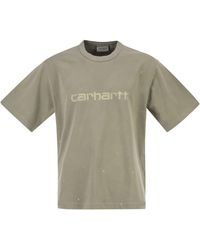 Carhartt - T-shirt Van Biologisch Katoen Met Sprayeffect-logo - Lyst