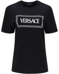 Versace - T -Shirt mit Logo -Stickerei - Lyst