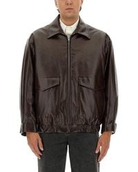 MM6 by Maison Margiela - Relaxed Fit Leather Jacket With Classic Collar - Lyst
