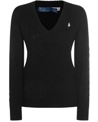 Polo Ralph Lauren - V-Neck Cable Knit Sweater - Lyst