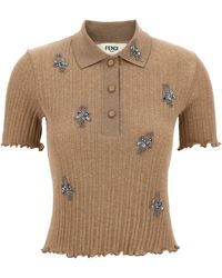 Fendi - Polo de bordado floral - Lyst