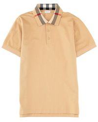 Burberry - Polo Shirt With Check Collar Cotton - Lyst