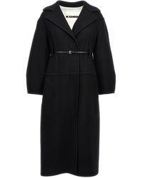 Jil Sander - Lange Wollen Jas - Lyst