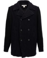Comme des Garçons - Double-Breasted Wool Coat Trench E Impermeabili Blu - Lyst