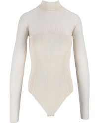 Elisabetta Franchi - Ribbed Corset Knit Bodysuit - Lyst