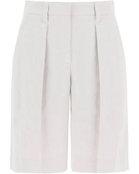 Brunello Cucinelli - Pantalones cortos de lino de algodón de - Lyst