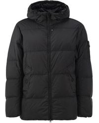 Stone Island - Garment Dyed Crinkle Reps Ny Hooded Down Jacket With Duck Down Padding - Lyst