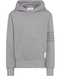 Thom Browne - Hoodie-pullover Met Lange Mouwen En Overdyed 4-bar In Effen Loopback - Lyst