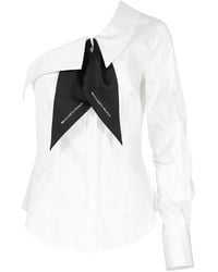 Elisabetta Franchi - One Shoulder Shirt With Scarf - Lyst
