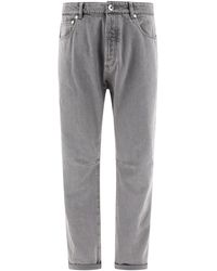Brunello Cucinelli - Jeans de mezclilla de escala de grises - Lyst