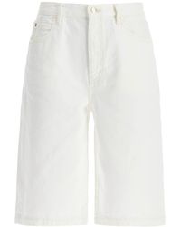 FRAME - Flared Denim Bermuda Shorts - Lyst