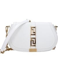 Versace - Borse A Tracolla Greca Goddess Donna Pelle Bianco - Lyst
