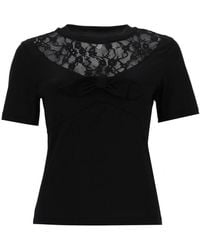 Nina Ricci - Bow Lace-Inserts Short-Sleeves T-Shirt - Lyst