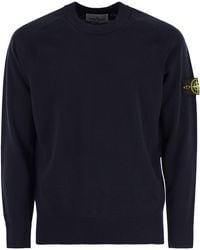 Stone Island - Crew Neck Jumper With Raglan Sleeves And Ribbed Edges - Lyst