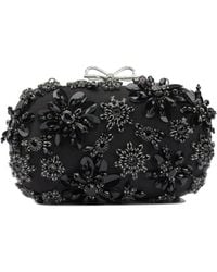 Self-Portrait - Satin Clutch Bag With Crystals - Lyst