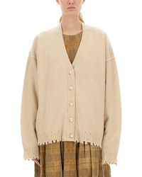 Uma Wang - Relaxed Fit Cashmere Cardigan With V-Neckline And Distressed Edges - Lyst