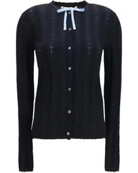Marni - Textured Knit Cardigan With Bow Detail - Lyst