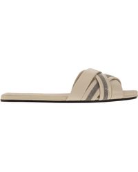Brunello Cucinelli - Nappa Leather Slides With Jewellery - Lyst