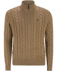 Polo Ralph Lauren - Cotton Cable Knit Jumper With Zip Fastening - Lyst
