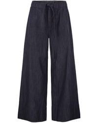 Max Mara - Stmjour Wide Leg Cotton Denim Trousers With Drawstring Waist - Lyst