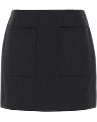Bottega Veneta - Graphite Cotton Blend Mini Skirt - Lyst
