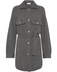 Brunello Cucinelli - Geribbeld Wollen Vest Met Ceintuur - Lyst