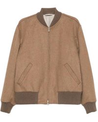 Lardini - Ribbed Trim Zip Up Bomber Jacket - Lyst