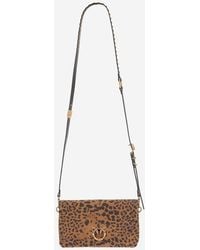 Pinko - Suede Bag With Animal Print - Lyst