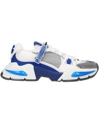 Dolce & Gabbana - Dolce&Gabbana Herrens Sneakers aus weißem/elektrischem blauem Stoff - Lyst