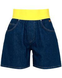 MSGM - Shorts denim + jaune néon - Lyst