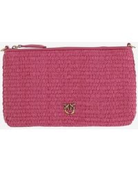 Pinko - Platte Raffia Schoudertas - Lyst
