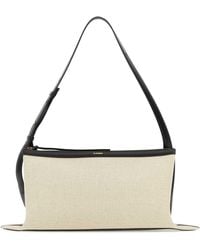 Jil Sander - Two Tone Canvas And Leather Medium Empire Shoulder Bag - Lyst