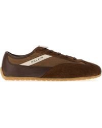 McQueen - Chocolate Leather And Fabric Boxe Sneakers - Lyst
